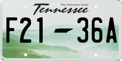 TN license plate F2136A