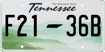 TN license plate F2136B