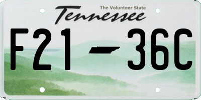 TN license plate F2136C
