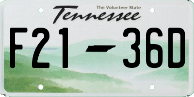 TN license plate F2136D