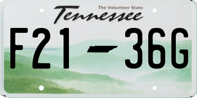 TN license plate F2136G
