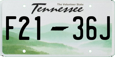 TN license plate F2136J
