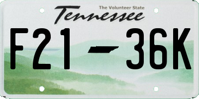 TN license plate F2136K
