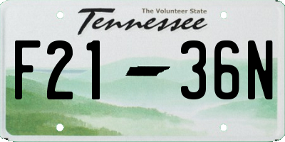 TN license plate F2136N