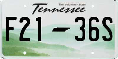 TN license plate F2136S