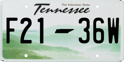 TN license plate F2136W
