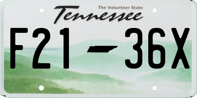 TN license plate F2136X