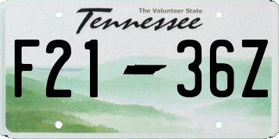 TN license plate F2136Z