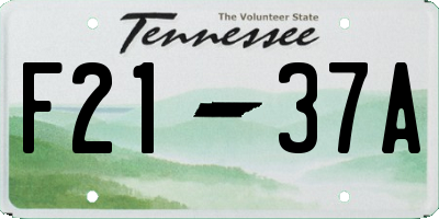 TN license plate F2137A