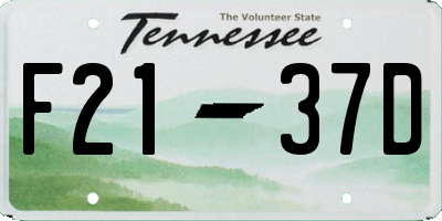 TN license plate F2137D