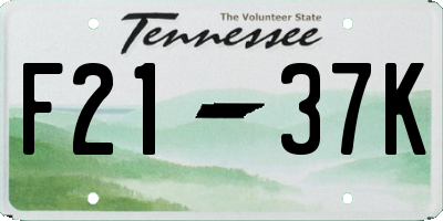 TN license plate F2137K