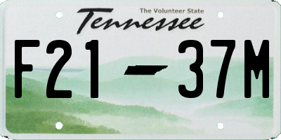 TN license plate F2137M