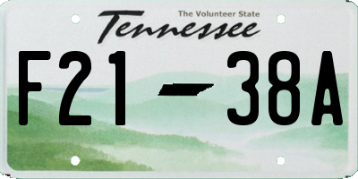TN license plate F2138A