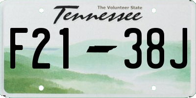 TN license plate F2138J