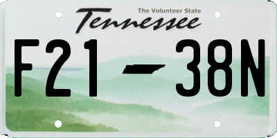 TN license plate F2138N