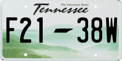 TN license plate F2138W
