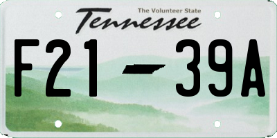 TN license plate F2139A