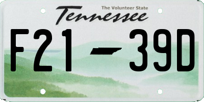 TN license plate F2139D