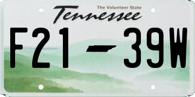 TN license plate F2139W