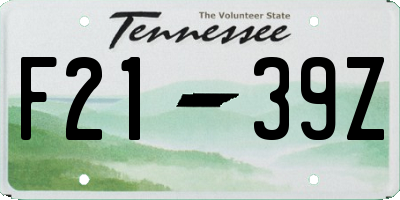 TN license plate F2139Z