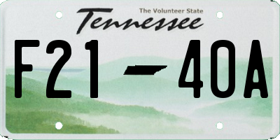 TN license plate F2140A