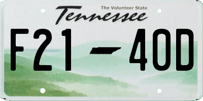 TN license plate F2140D