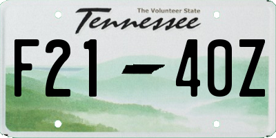 TN license plate F2140Z