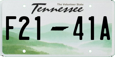 TN license plate F2141A