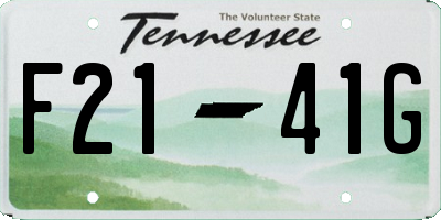 TN license plate F2141G
