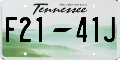 TN license plate F2141J
