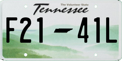 TN license plate F2141L