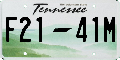 TN license plate F2141M