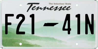 TN license plate F2141N