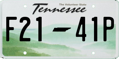 TN license plate F2141P