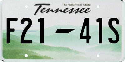 TN license plate F2141S