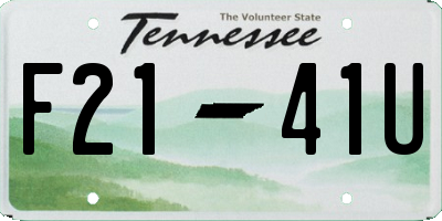 TN license plate F2141U
