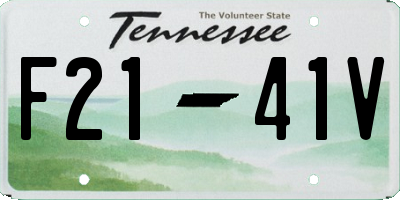 TN license plate F2141V