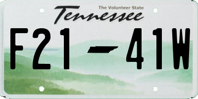 TN license plate F2141W