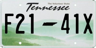 TN license plate F2141X
