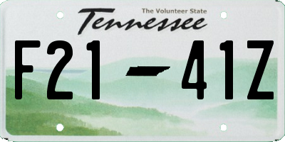 TN license plate F2141Z