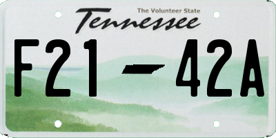 TN license plate F2142A
