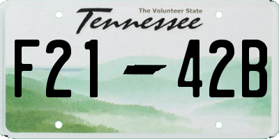 TN license plate F2142B
