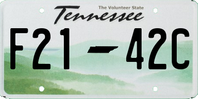 TN license plate F2142C