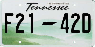 TN license plate F2142D
