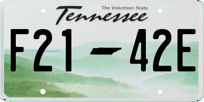TN license plate F2142E