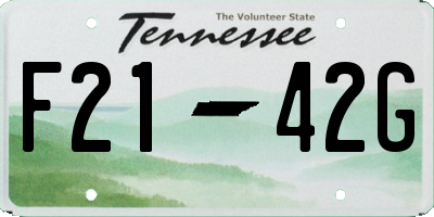 TN license plate F2142G