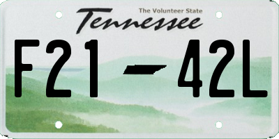 TN license plate F2142L