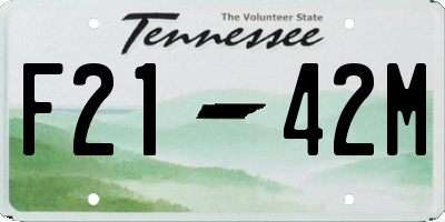 TN license plate F2142M