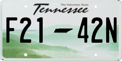 TN license plate F2142N