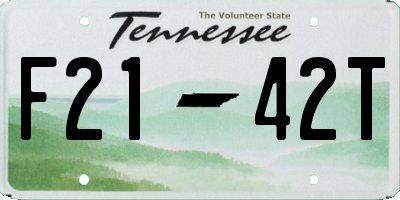 TN license plate F2142T
